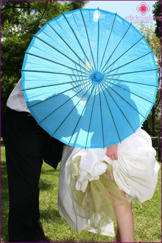 Vestuvių fotografavimo skėčio siluetai