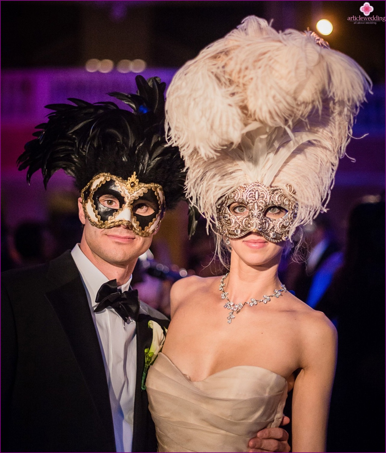 Costumes for the wedding in the style of masquerade