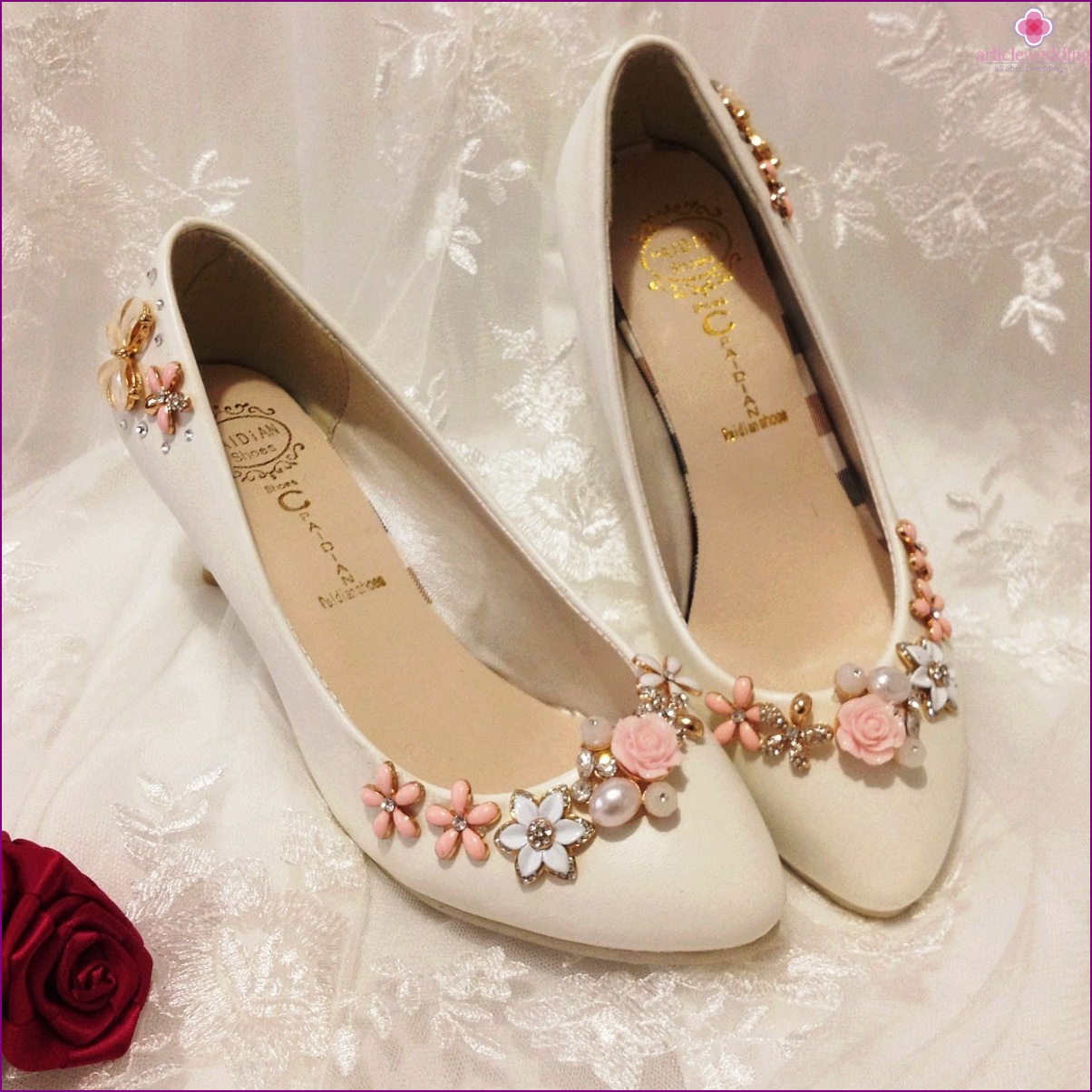 Floral decor for wedding shoes