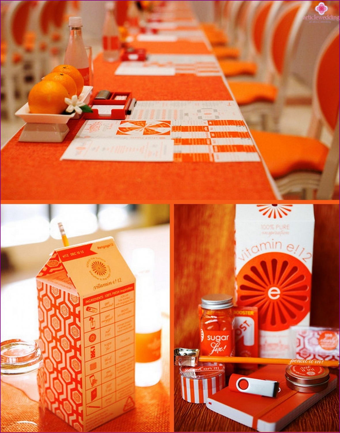 Bright accessories for tangerine wedding