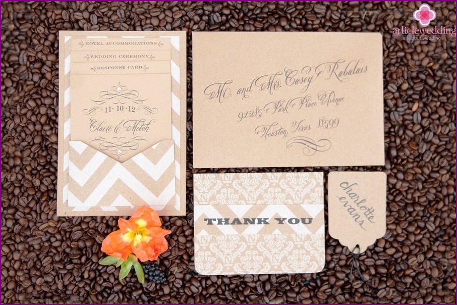 Invitations de mariage au café