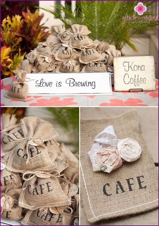 Bonbonnieres for a coffee wedding