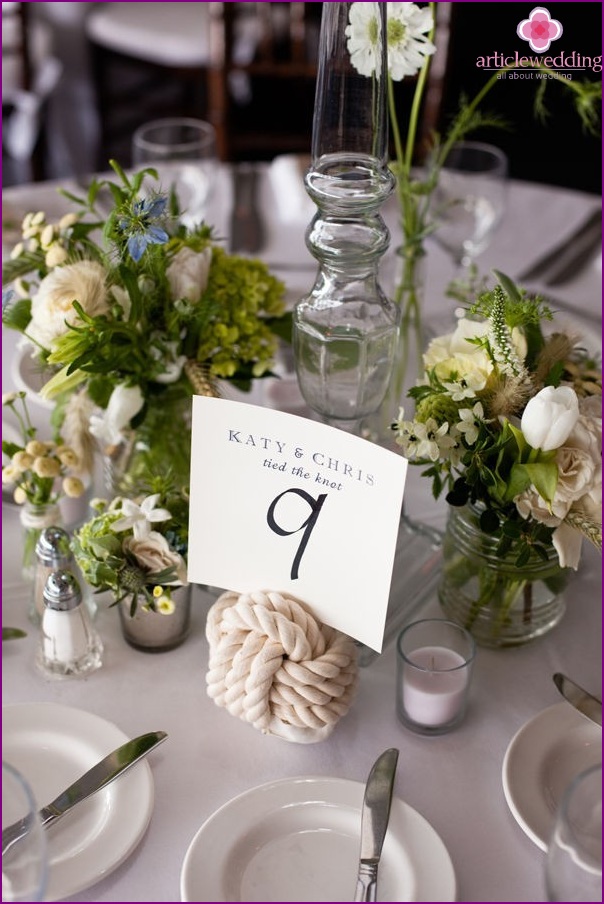 Original table numbers for a marine wedding