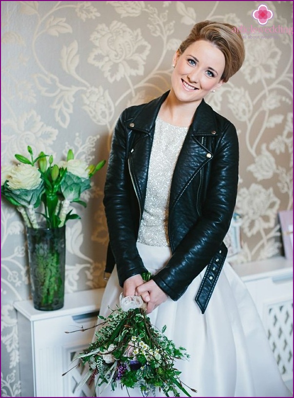 Leather jacket in the image of a bride