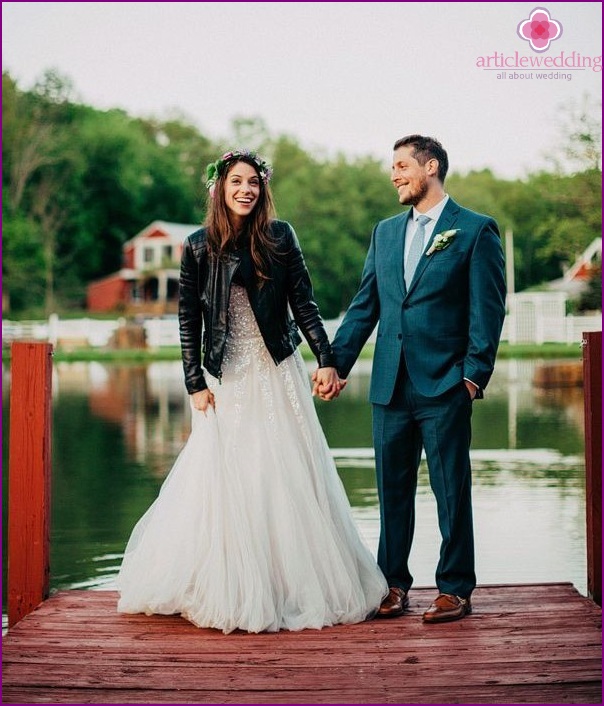 Leather jacket in the image of a bride