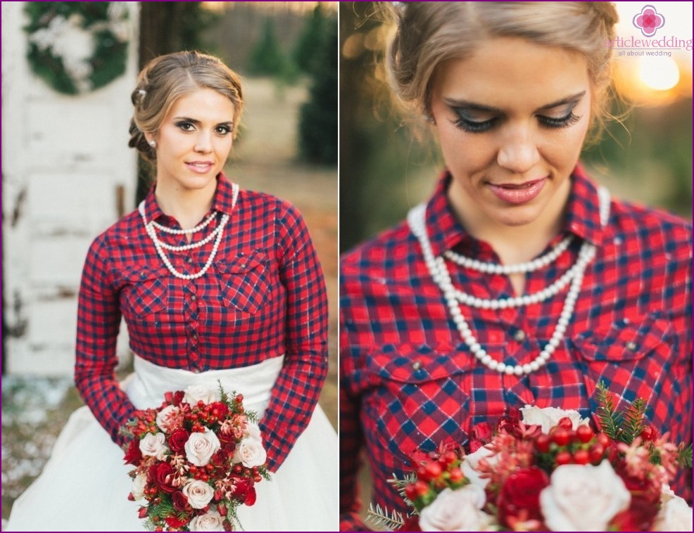 Plaid shirt in the image of a bride