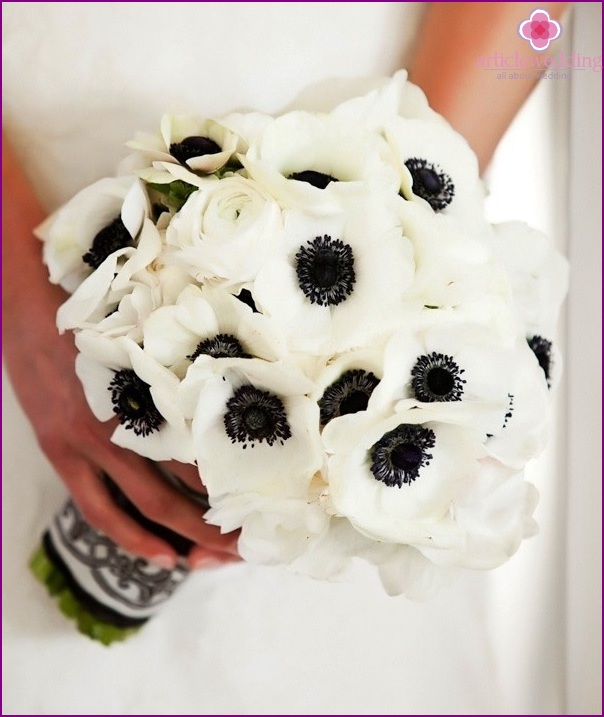 Bridal bouquet for the wedding in the style of Coco Chanel