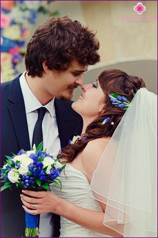 Blue flowers in hair