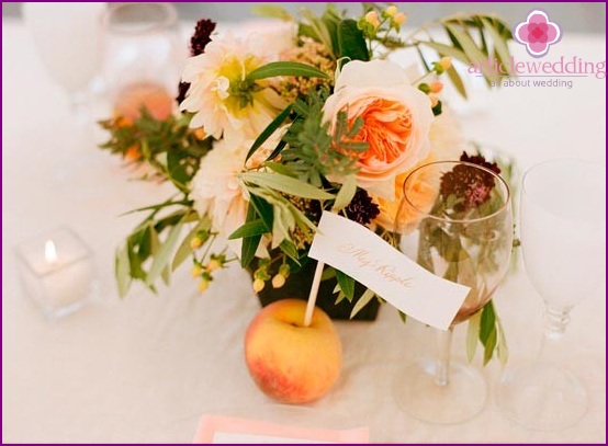 Peaches as Seating Cards