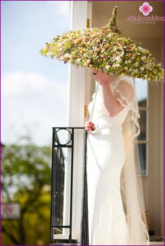 Bride with flower umbrella