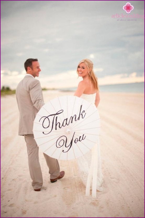 Wedding accessory - an umbrella with the inscription