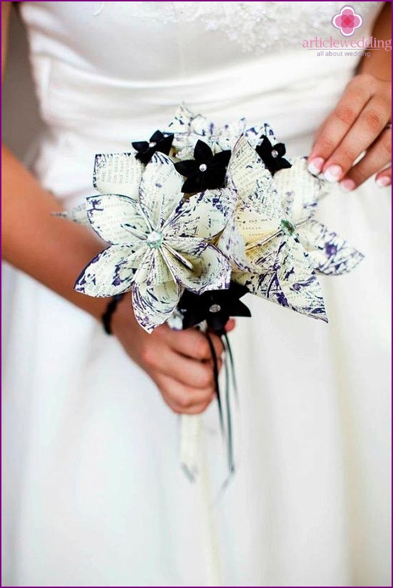 Bouquet de noiva em preto e branco