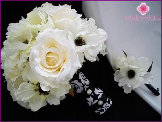 Bouquet da sposa bianco e nero