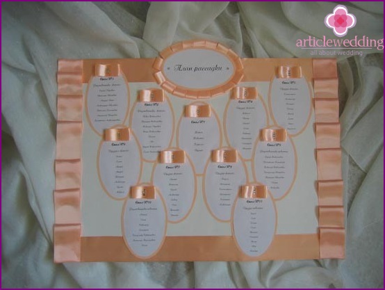 Peach color seating plan layout design