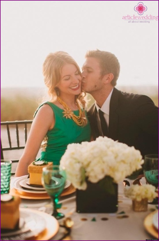 Newlyweds at the festive table