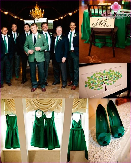 Emerald color in wedding dresses