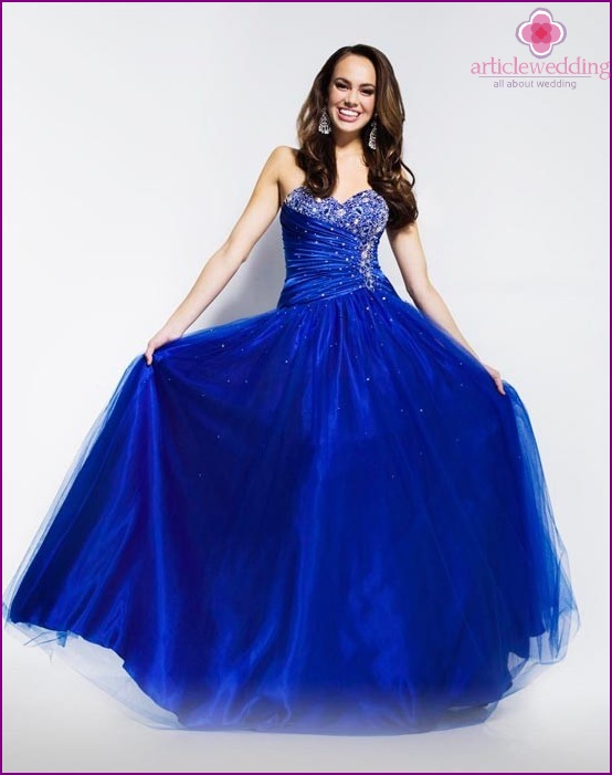 Bright blue wedding dress