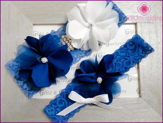 White and Blue Garter for the Bride