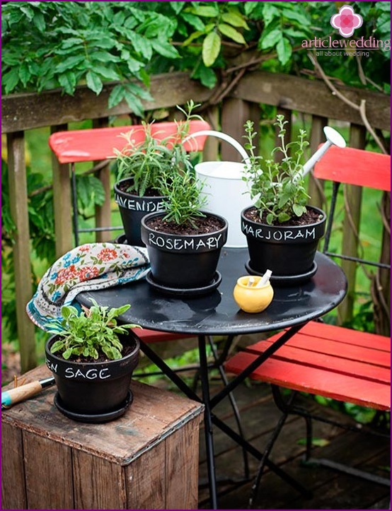 Using signed pots in the garden