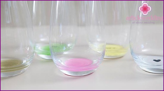 Colorful bottom of crystal glasses