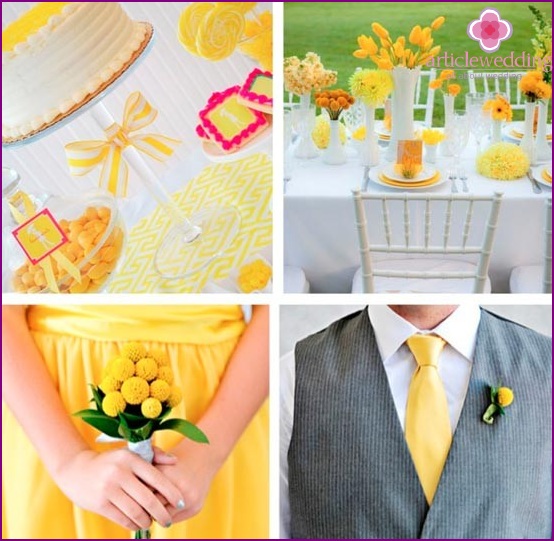 Casamento amarelo de cores quentes