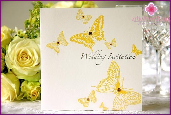 Wedding invitations in yellow