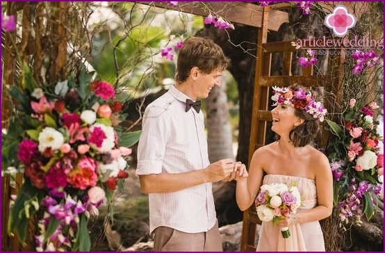 Wedding in the woods in the meadow