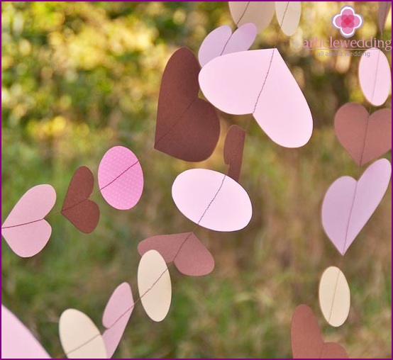 Pink hearts in a garland