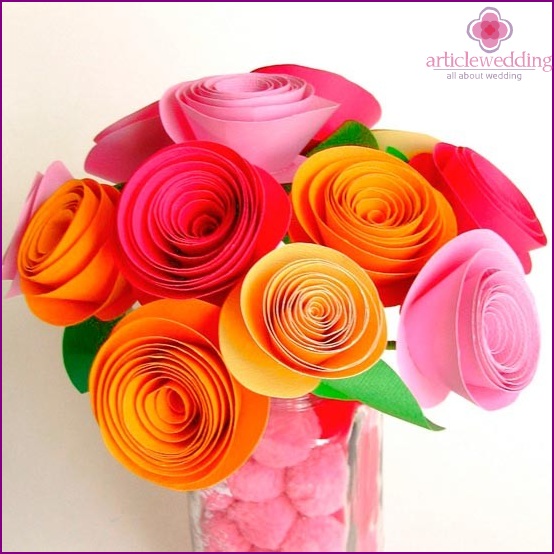 Bright bouquet of paper flowers