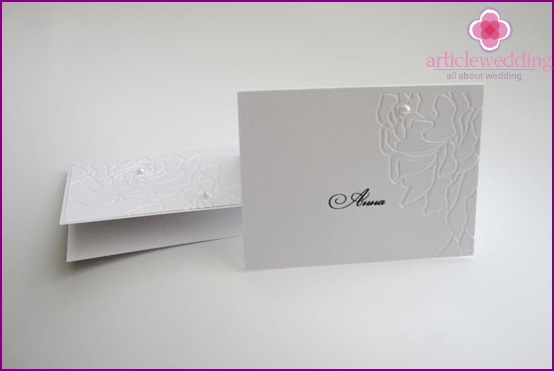 Name cards in white