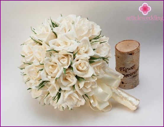 Bridal bouquet of crepe roses