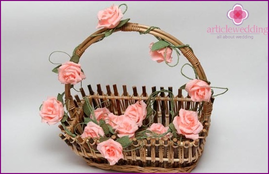 Crepe flowers on a basket