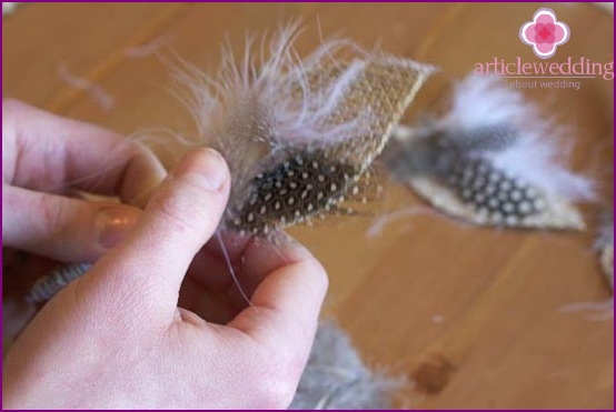 Glue the second type of feathers