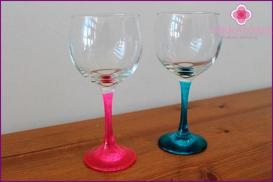 Glasses with multi-colored legs