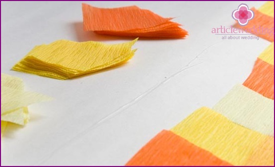 Cut crepe paper parts