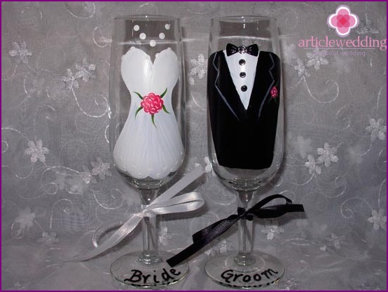 Verres pour un mariage romantique