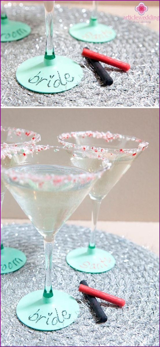 Decorative sweet martini glasses