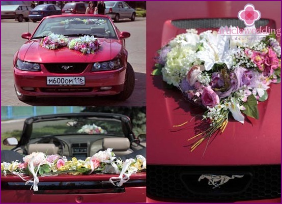 Fresh flowers on a motorcade