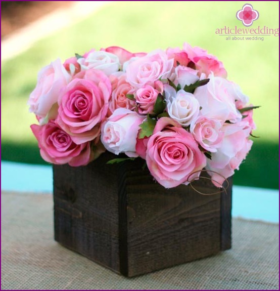 Flowers in a wooden tub