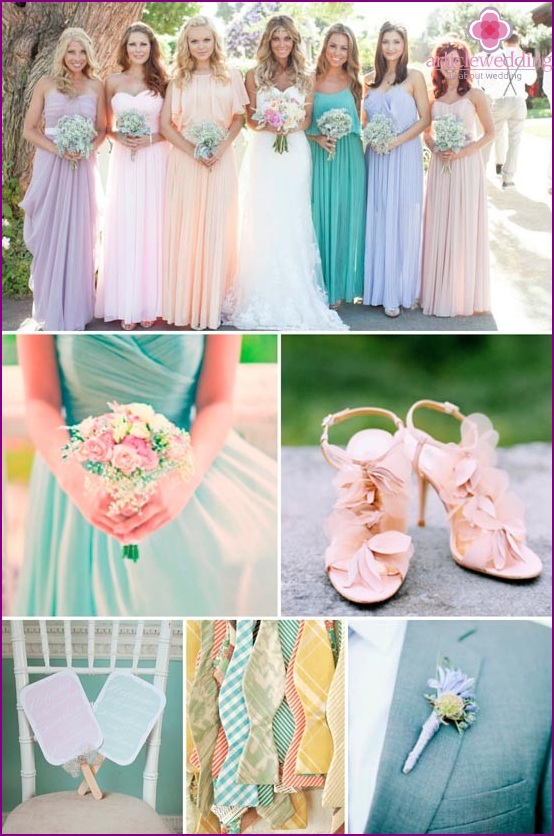 Pastel colors in the design of the wedding