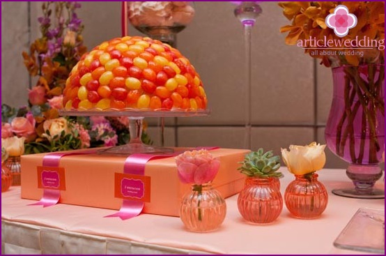 Candy bar in orange-yellow colors