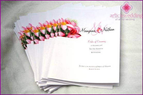 Printed Wedding Program