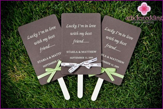 Stylish wedding program on a stick