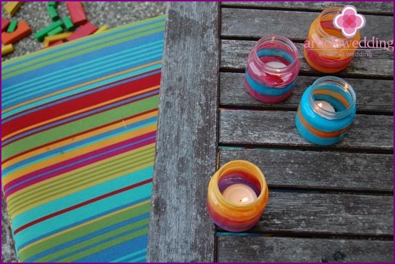 Multi-colored candle holders