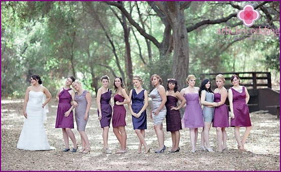 Purple ombre in girlfriends dresses