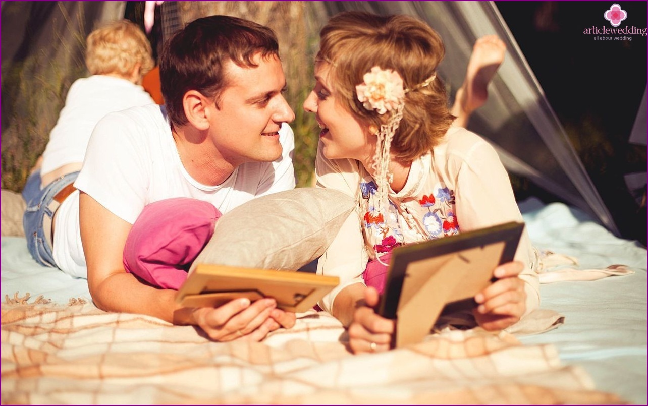 Hochzeitstag Fotoshooting mit Fotos als Teil von