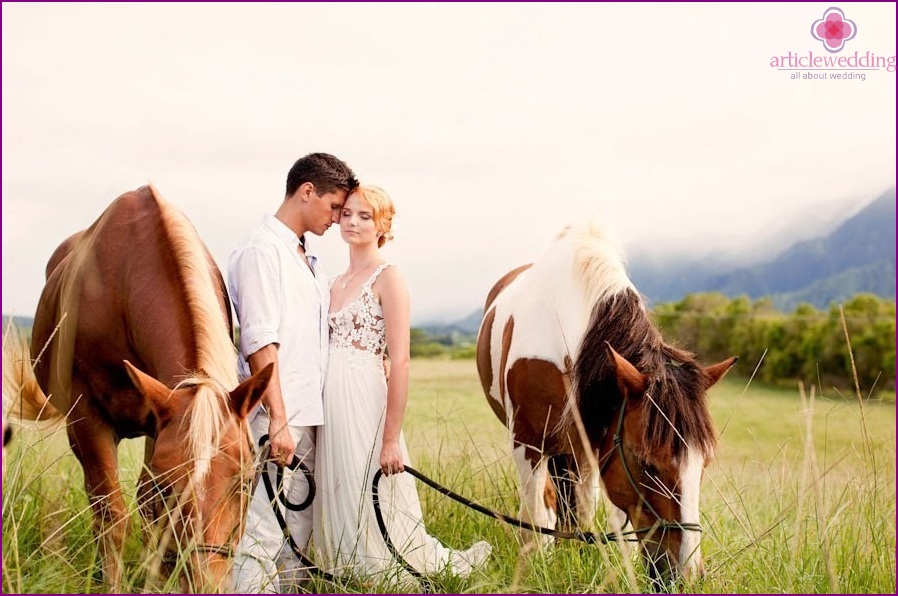 Ifjú házasok lovakkal