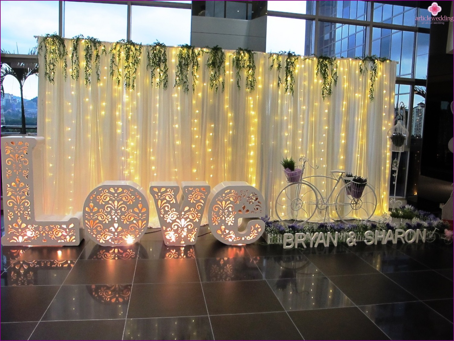 LED-ek esküvői fotózóna díszítéséhez