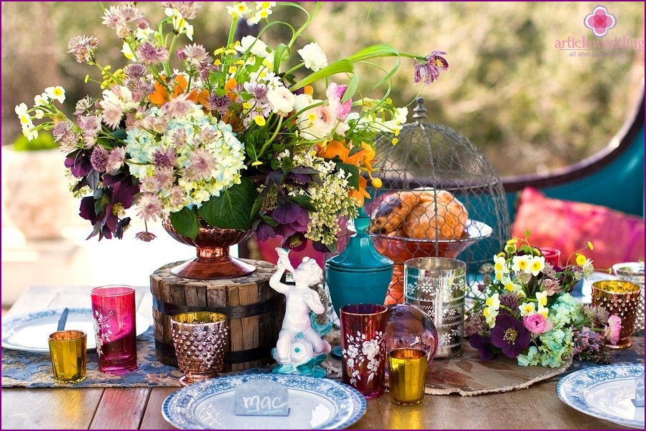 Boho style table decor