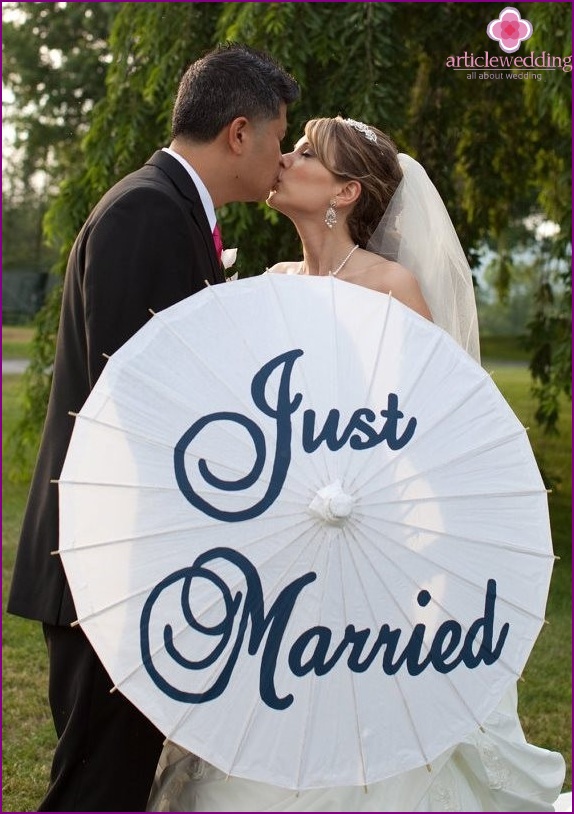 Umbrella with inscriptions